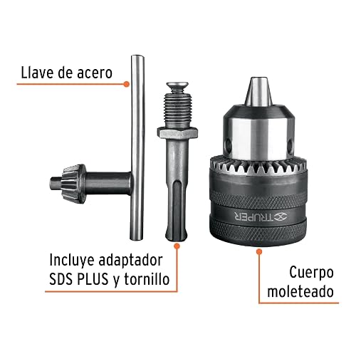 Truper BRO-1/2S Broquero con llave 1/2" con adaptador SDS Plus
