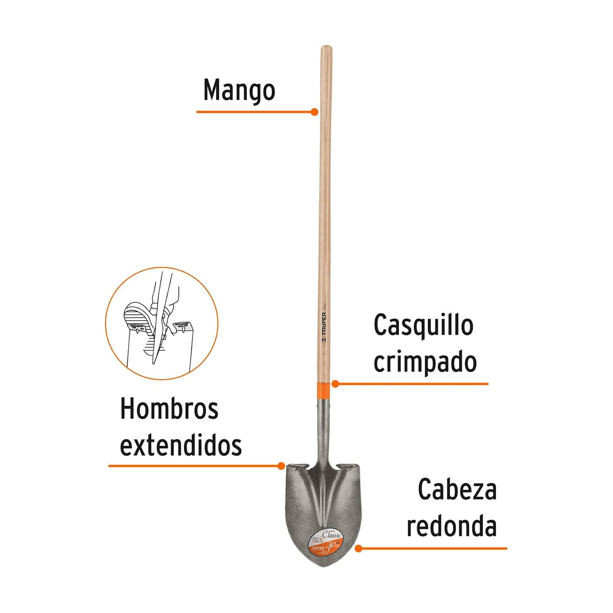 Truper PRL, Pala Redonda Mango Largo, Classic