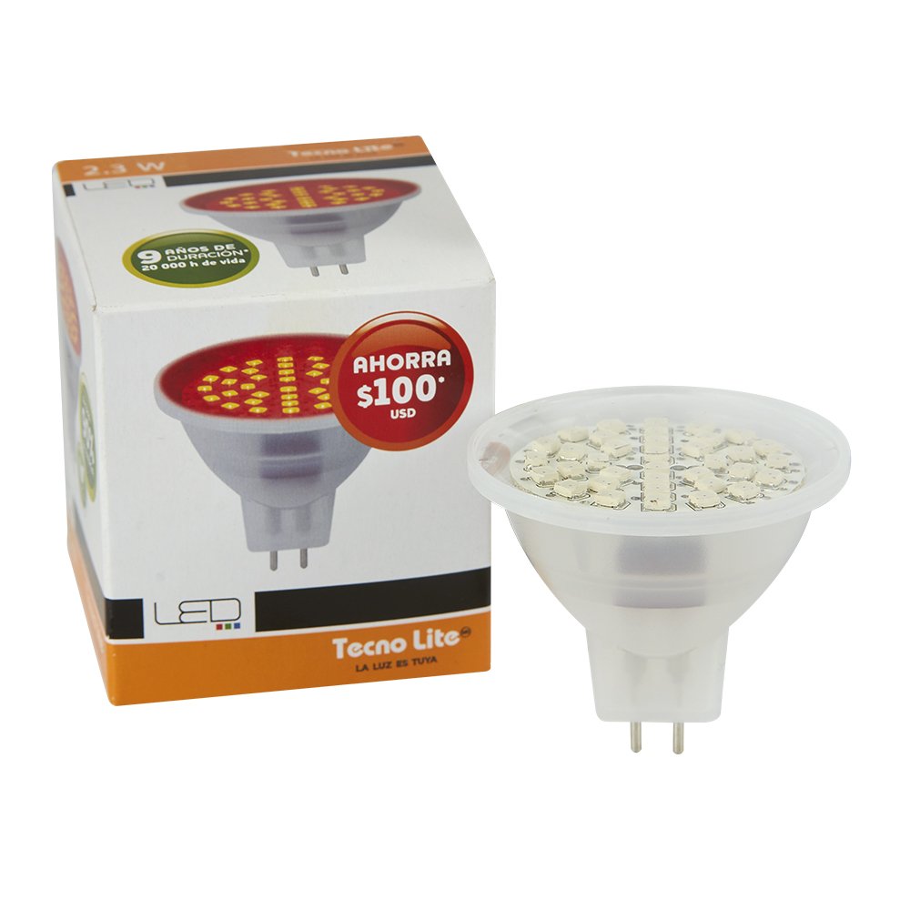 Tecnolite Foco MR16 LED 2.3 W, Base GX5.3, No Atenuable - Rojo