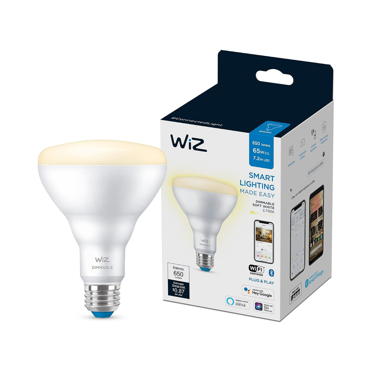 WiZ Foco Inteligente BR30 7.2W Luz Cálida Compatible con Alexa y WiFi
