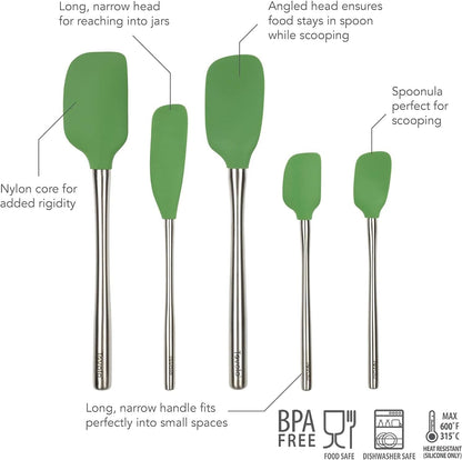 Tovolo Flex-Core - Espátula de acero inoxidable con mango juego de 5 para preparación de comidas, cocinar, hornear y más