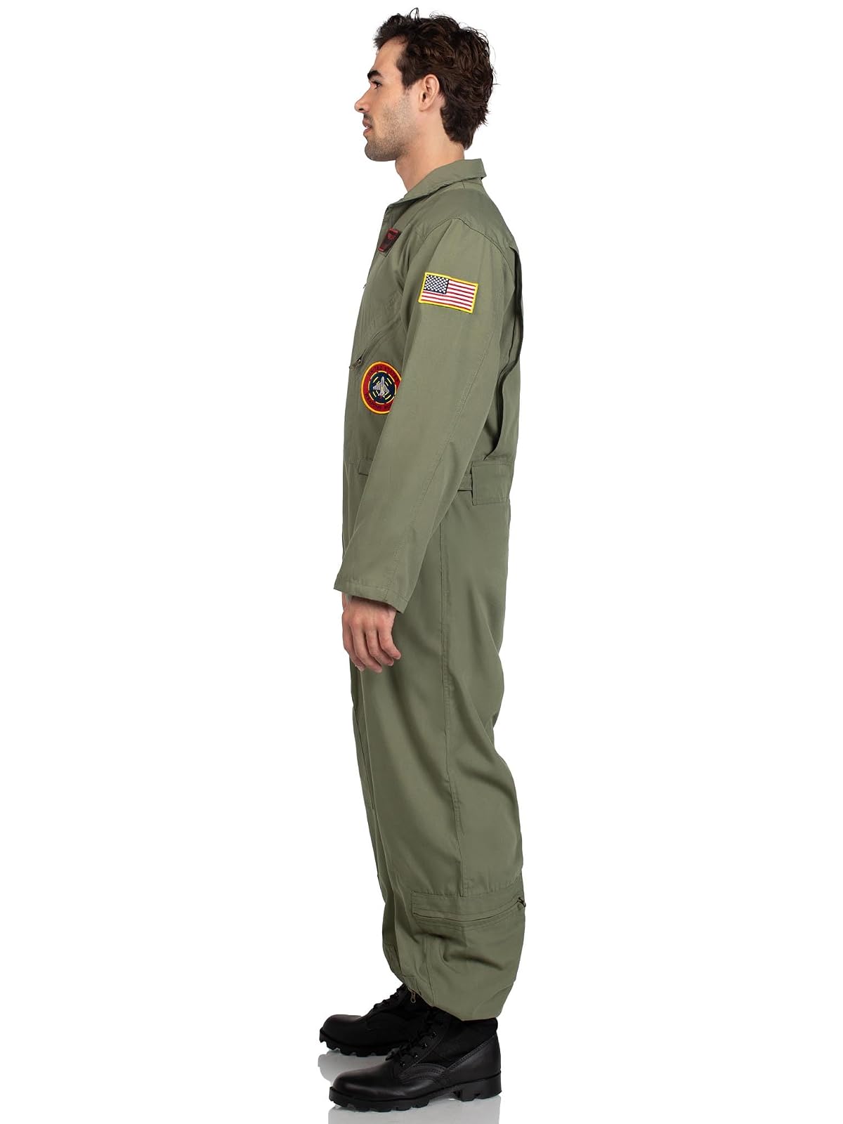 Leg Avenue Men's Top Gun Flight Suit Costume, Khaki/Green, X-Large