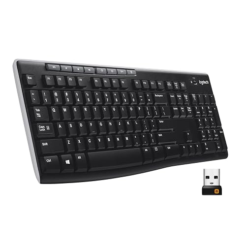 Logitech K270 Teclado Inalámbrico para Windows, Tecnología Inalámbrica 2.4 GHz, Tamaño Normal, Teclado Numérico, 8 Teclas Multimedia, Batería 2 Años, Compatible con PC, Laptop - Negro