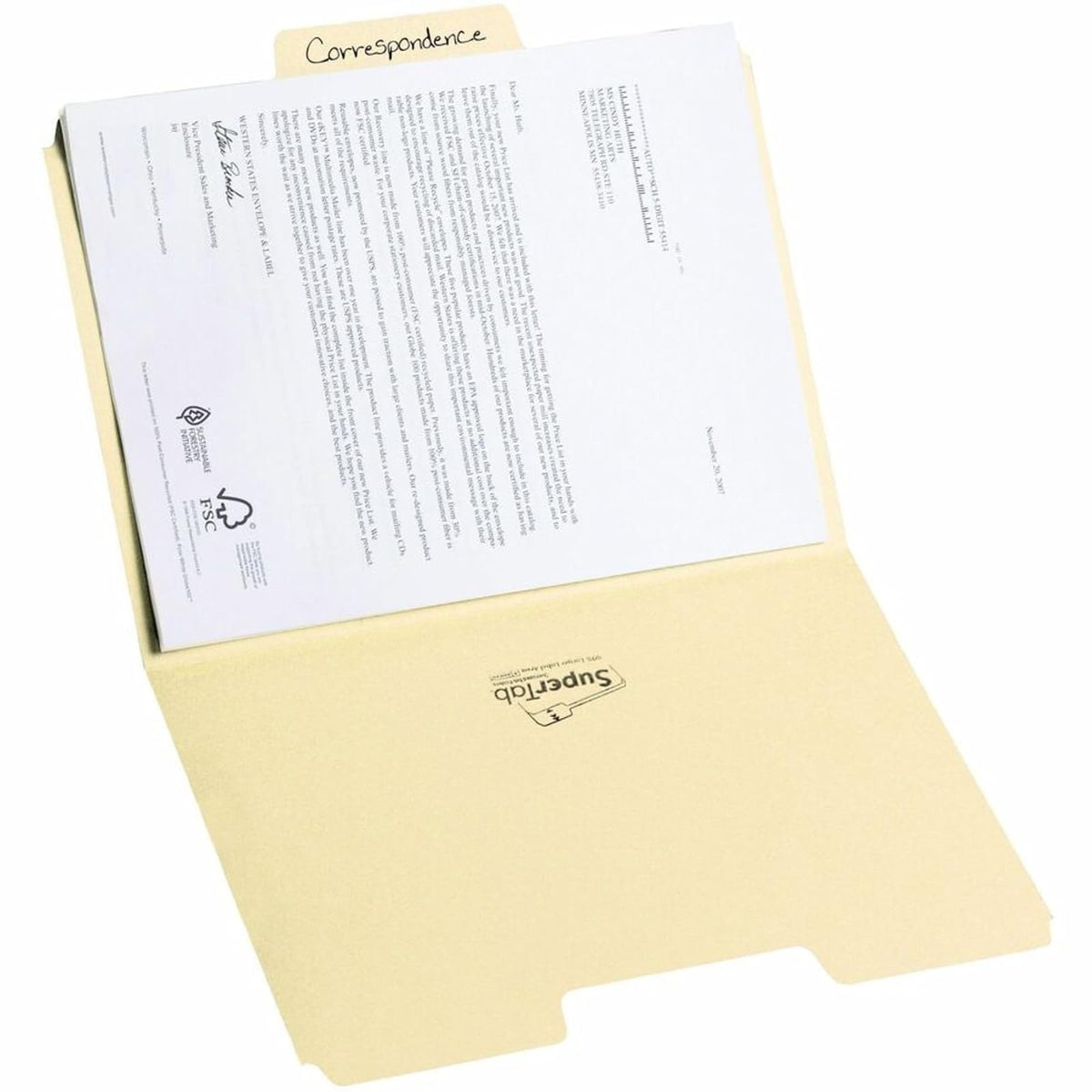 Smead SuperTab carpeta de archivos – 1/3-cut, tamaño carta, Manila, Manila, 100 per Box