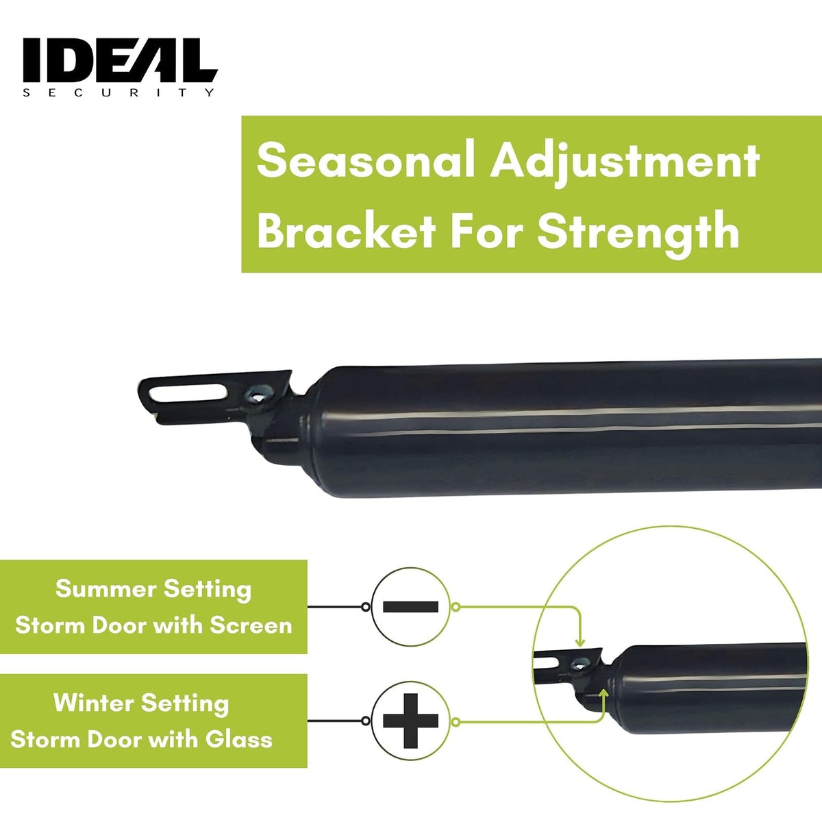 Ideal Security 9700 Heavy Touch & Hold Storm y Cierrapuertas de visualización, 11.5 pulgadas, negro