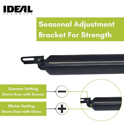 Ideal Security 9700 Heavy Touch & Hold Storm y Cierrapuertas de visualización, 11.5 pulgadas, negro