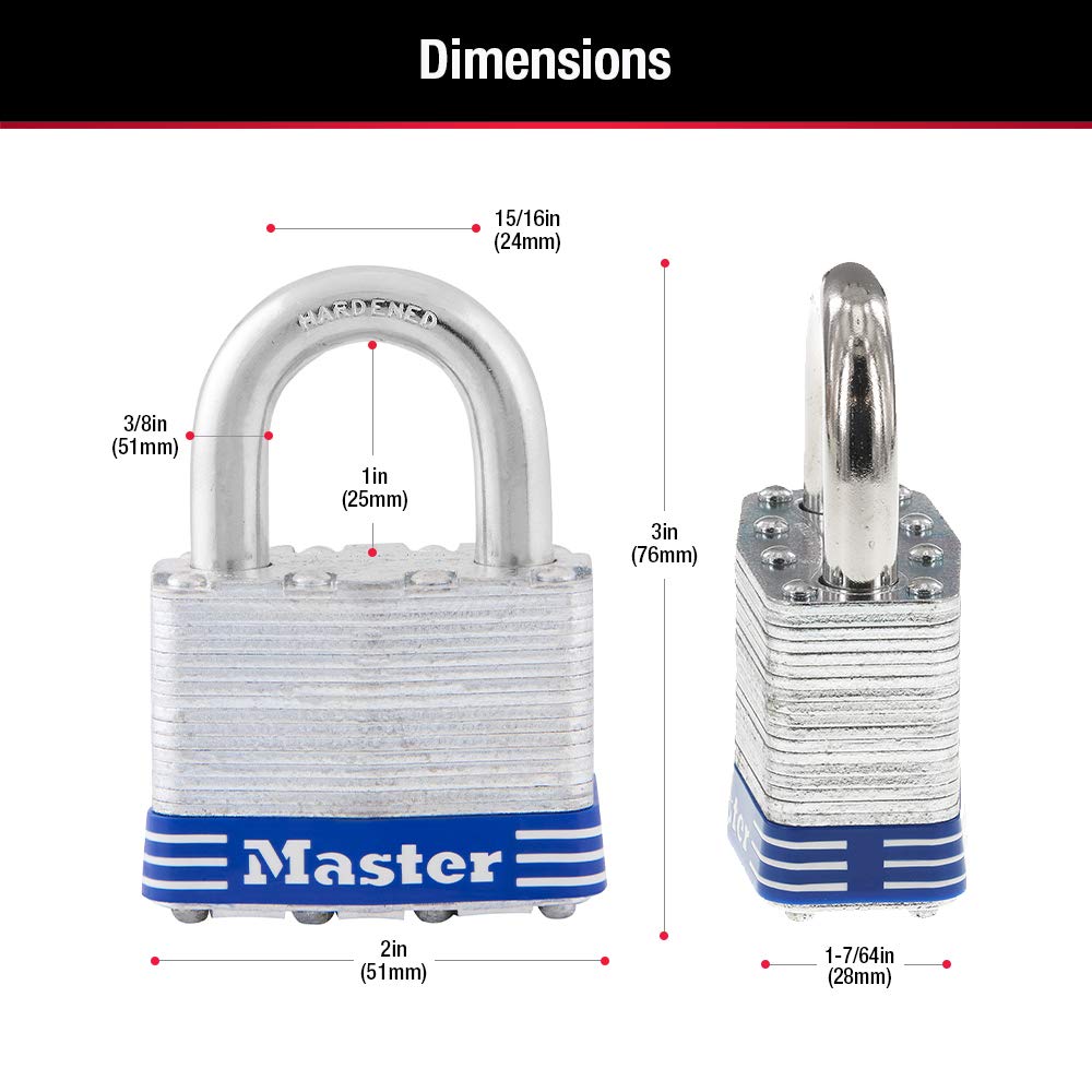 Master Lock 5T Juego de Candados Laminados de Ancho, 51 mm, 2 Piezas