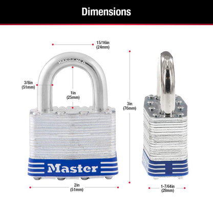 Master Lock 5T Juego de Candados Laminados de Ancho, 51 mm, 2 Piezas