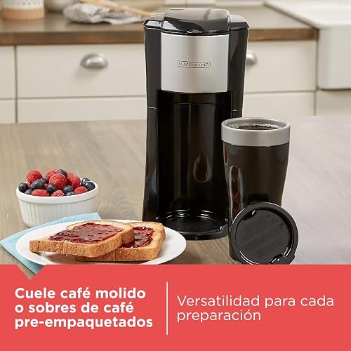 Black+Decker Cafetera Individual con Termo 16 oz y Filtro Permanente, CM618 | Cesta de filtro extraíble, apagado automático y piezas aptas para lavavajillas