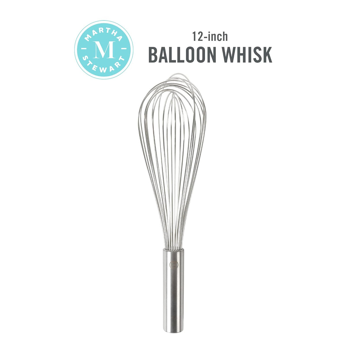 Martha Stewart Richburn - Batidor de globos de acero inoxidable de 12 pulgadas, acabado satinado