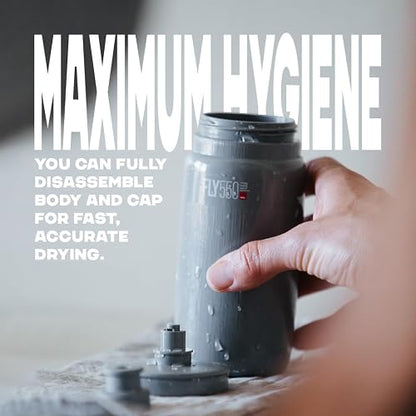 Elite Fly Botella de 550 ml (Transparente, Texturizada) – Botella Deportiva Ultraligera con válvula de Empuje