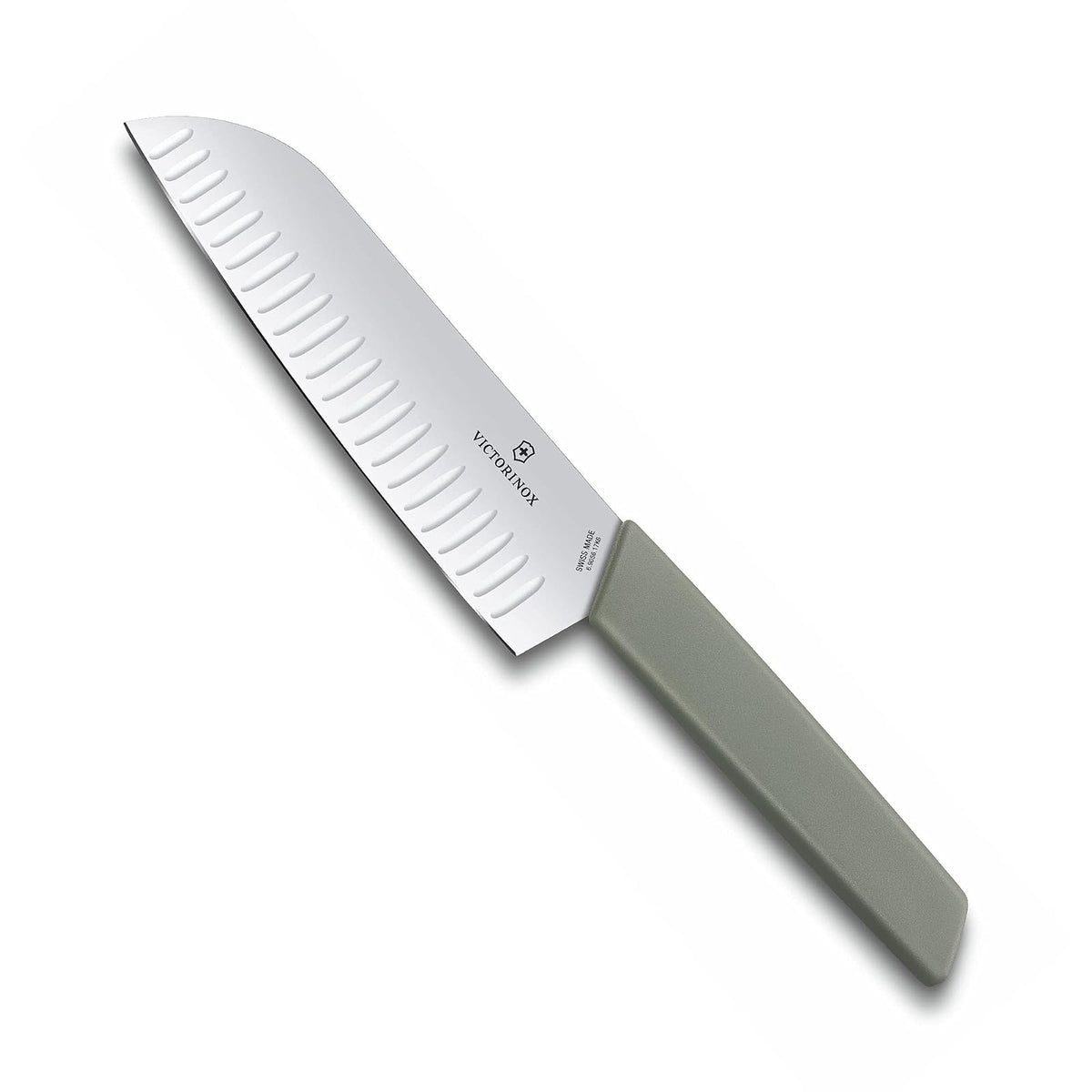 Victorinox 6.9056.17K6B Cuchillo Santoku Con Alveolos, 17 Cm, Madera, Gris