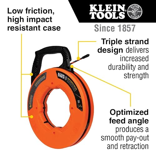 KLEIN TOOLS 50375 | Guía Jalacables de Poliéster de Alta Flexibilidad de 22.9 m | Solución para Tracción de Alambre Eléctrico | Diseño Duradero y de Alta Resistencia