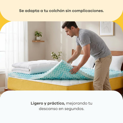 Nooz Cubre Colchón Individual Memory Foam Infusionado con Gel, sobre Colchón Fresco, Colchoneta Espuma Memory Foam 5cm, Suaviza tu Colchon