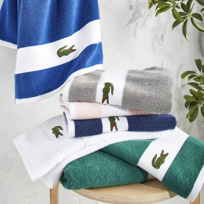 Lacoste Sport Stripe - Juego de toallas de algodón de lujo de 6 piezas, fabricadas con 100% algodón Supima suave, absorbente y de secado rápido, incluye 2 toallas de baño, 2 toallas de mano, 2 toallas