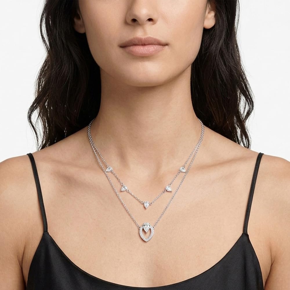 Anne Klein Collar Plateado para Mujer | Asimétrico, cierre gancho francés, aleación de metales, diseño versátil