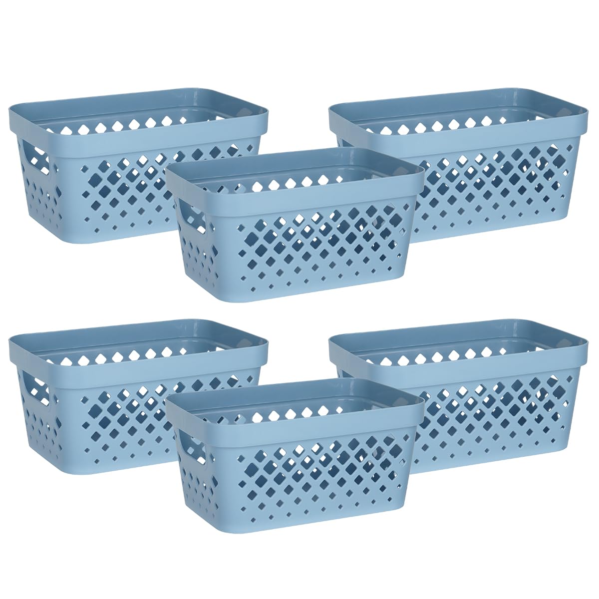 Glad - Juego de 6 cestas de plástico para organizar, almacenamiento de despensa para debajo de la encimera, clóset de lino y baño | Contenedores de estantes anidados con asas, 1 galón, azul marino