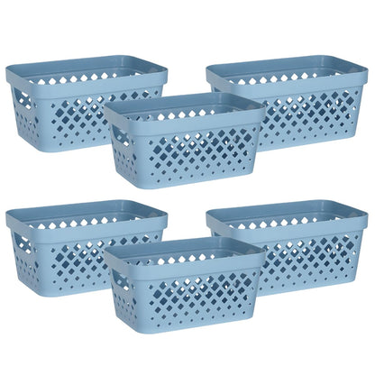 Glad - Juego de 6 cestas de plástico para organizar, almacenamiento de despensa para debajo de la encimera, clóset de lino y baño | Contenedores de estantes anidados con asas, 1 galón, azul marino