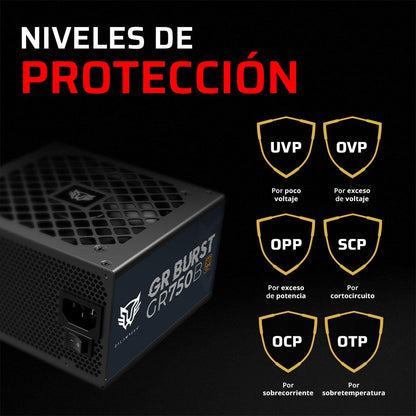 Balam Rush GR Burst Fuente de Poder ATX 750W, 80 Plus Bronze, No Modular, 1 ATX, 1 CPU, 2X PCI-E, 4X SATA, 2X MOLEX, 1xFloppy, Legend Negro