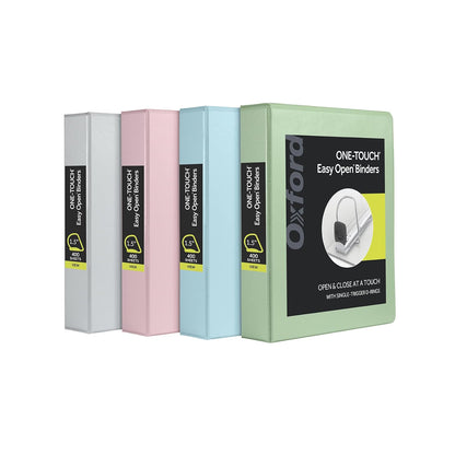 Oxford - Carpeta de 3 anillas, carpetas para la escuela, anillos en D fáciles de abrir de 1.5 pulgadas, fundas de carpeta con vista de 3 lados, bisagra Xtralife, antiadherente, sin PVC, pasteles - 1.5 Inch