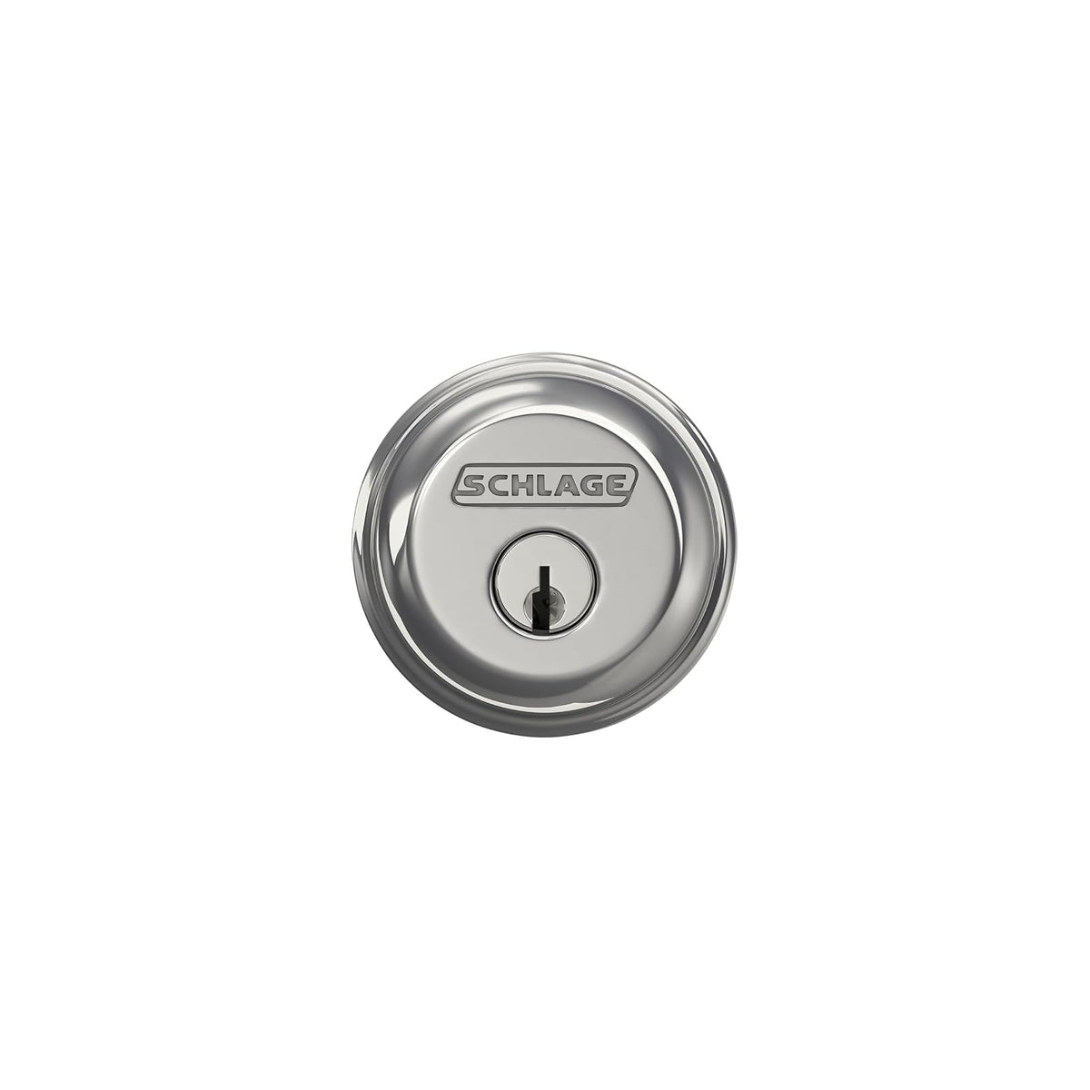 Schlage Deadbolt, llave 1 lado, Keyed-1-Side_, Bright Chrome | Cerrojo de un solo cilindro con llave exterior y giro en el pulgar en el interior, ajuste universal, la más alta seguridad
