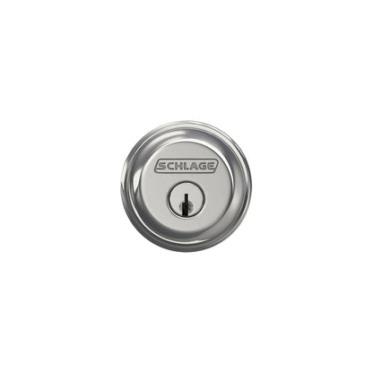Schlage Deadbolt, llave 1 lado, Keyed-1-Side_, Bright Chrome | Cerrojo de un solo cilindro con llave exterior y giro en el pulgar en el interior, ajuste universal, la más alta seguridad
