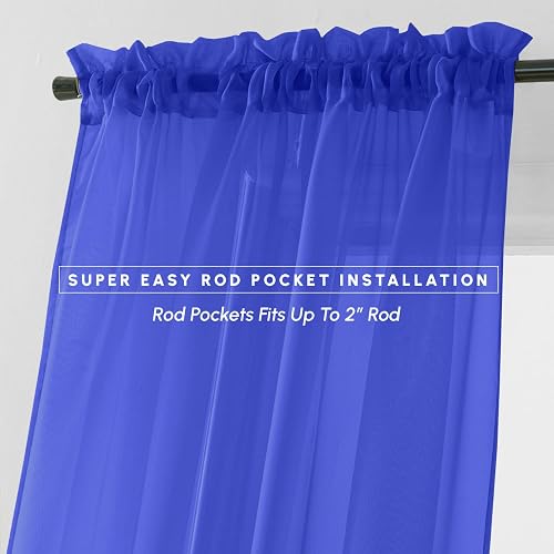 Elegant Comfort - Panel Transparente de 2 Piezas con Bolsillo para Barra de 2 Pulgadas, Cortinas de Ventana de 40 Pulgadas de Ancho x 84 Pulgadas de Largo, Azul neón