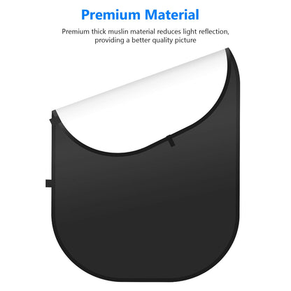 NEEWER Chromakey Backdrops, Double Sided Negro Screen y Blanco Screen | 2 in 1, Plegable Reversible , para Fotografía, Gaming y Streaming en Vivo, 5'×6.6'/1.5m×2m, Negro/Blanco