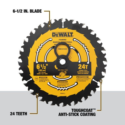 DEWALT DWA161224 Disco de Sierra Circular 6-1/2 pulgadas