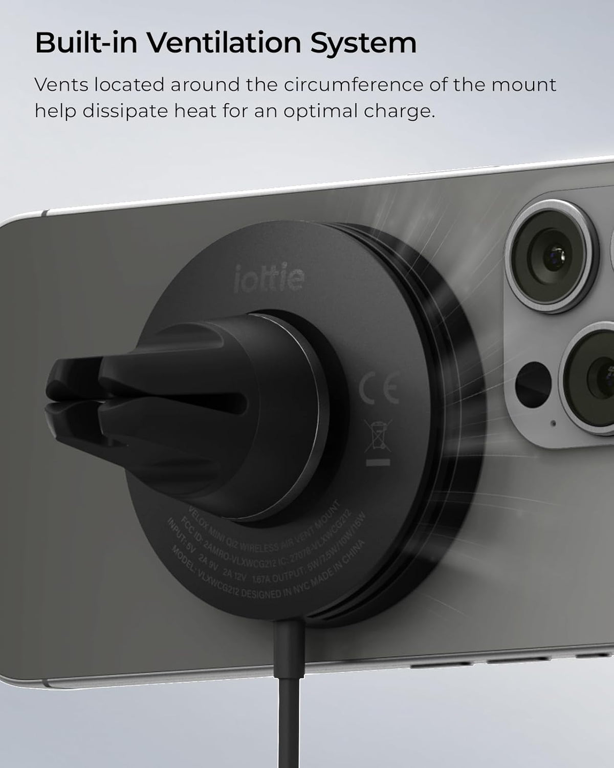 iOttie Velox Qi2 Mini Soporte de Carga inalámbrica para Automóvil, Soporte de teléfono de ventilación de Aire Compatible con MagSafe con Carga de 15 W para teléfonos Inteligentes compatibles con Qi2,