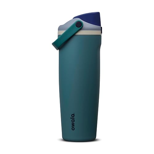 Owala FreeSip Sway - Botella de agua de acero inoxidable con boquilla bidireccional, popote integrado y mango de cubeta, hecha para viajes, escuela y deportes, 30 onzas, sin BPA, a prueba de fugas