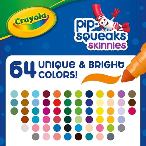 Crayola Pip-Squeaks Skinnies Marcadores | Lavables, 64 Unidades, Mango Delgado Para Niños, Suministros Para Manualidades, Regalo