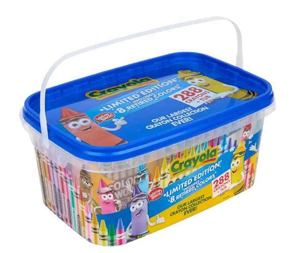 Crayola - Tina de lápices de colores de edición limitada (288 quilates), lápices de colores a granel para niños, suministros de arte para el aula para preescolar y jardín de infantes, esenciales para