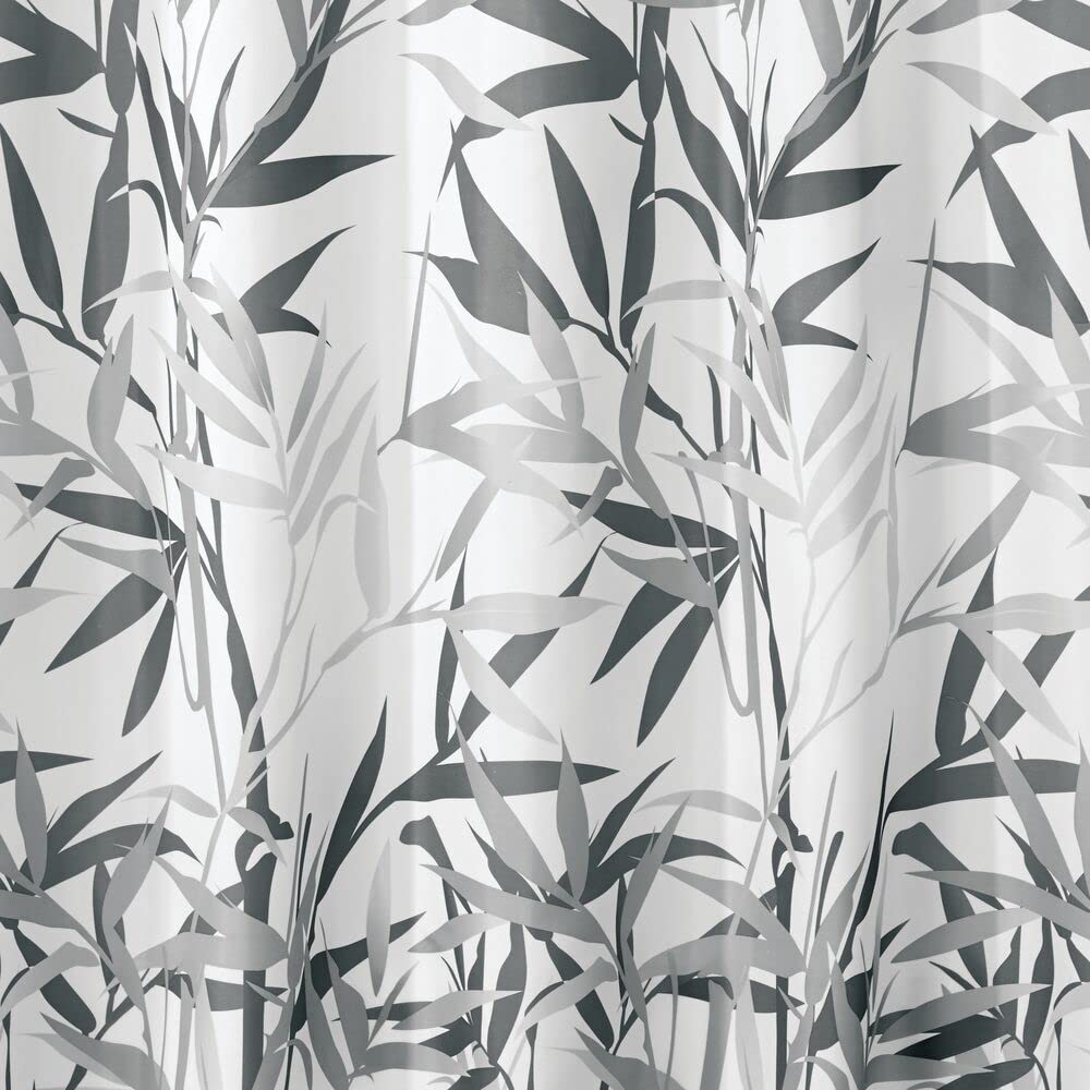 interDesign Anzu Cortina de Ducha | Cortina de baño Lavable a máquina de 183 x 183 cm | Cortinas Modernas con Estampado Floral para bañera o Plato de Ducha | Poliéster Gris