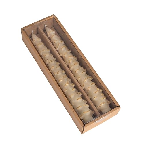 Creative Co-Op - Velas cónicas en forma de árbol con punta dorada, color ponche de huevo, juego de 2