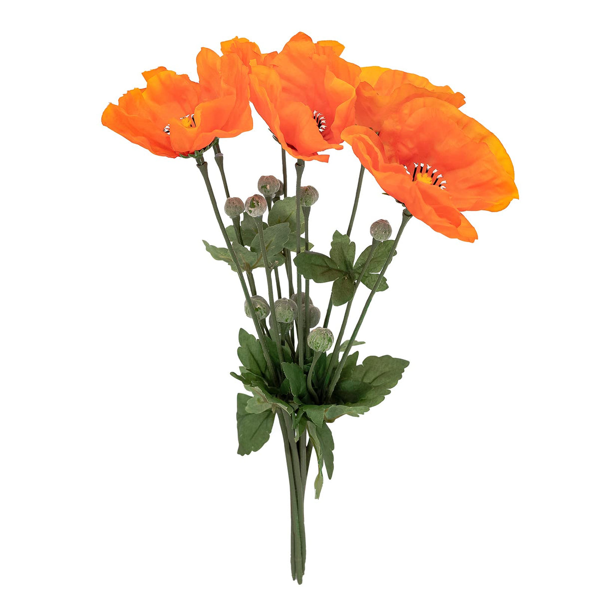 Softflame Flores Artificiales de Amapola, Blanco, Juego de 6, 14.5 in - Naranja - 6 unidades