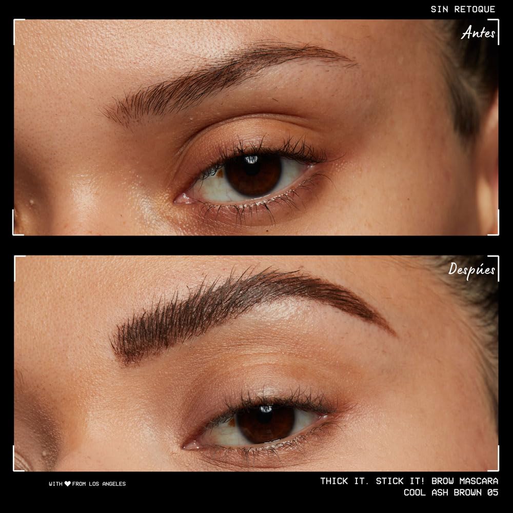 NYX Thick It Stick It Máscara de Cejas, Define y Rellena, Tono Black, 7 ml | Textura en gel ligera y resistente al agua, fórmula vegana, cobertura modulable con acabado natural que dura hasta 16 horas