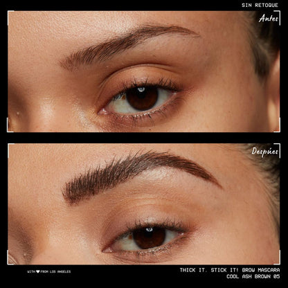 NYX Thick It Stick It Máscara de Cejas, Define y Rellena, Tono Black, 7 ml | Textura en gel ligera y resistente al agua, fórmula vegana, cobertura modulable con acabado natural que dura hasta 16 horas