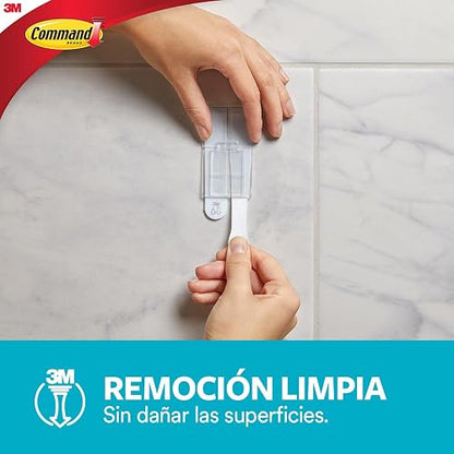 COMMAND 3M Gancho Adhesivo Removible para Baño Grande Blanco 1 pza | Soporta hasta 3.4 kg, Organiza interiores sin dañar, No requiere herramientas, Fácil de instalar, Tiras impermeables