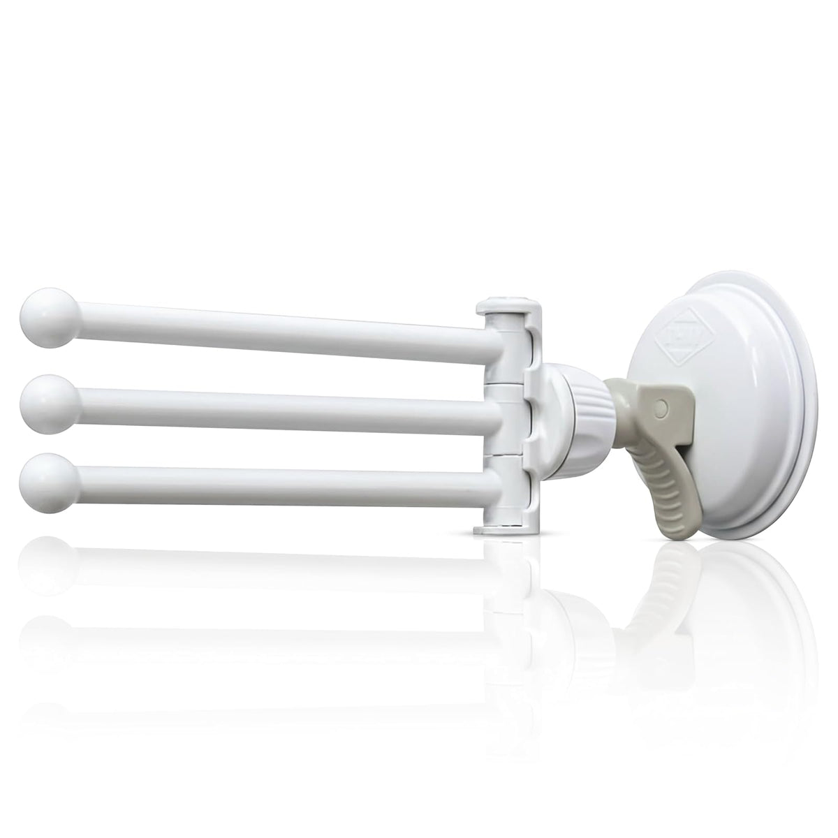 Safe-er-Grip - Estante de secado portátil para secado por goteo, color blanco con 3 brazos móviles, barra de toalla de ventosa con brazo oscilante, toallero, organizador de toallas, 11.5 x 17 pulgadas (paquete de 1)