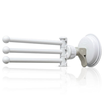 Safe-er-Grip - Estante de secado portátil para secado por goteo, color blanco con 3 brazos móviles, barra de toalla de ventosa con brazo oscilante, toallero, organizador de toallas, 11.5 x 17 pulgadas (paquete de 1)