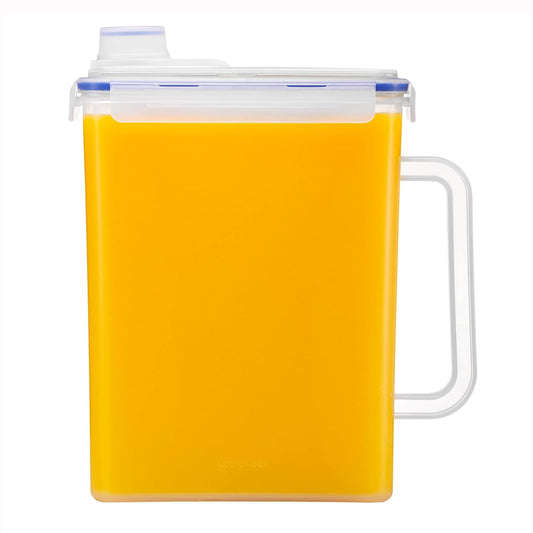 LocknLock - Jarra de agua para puerta de refrigerador, con asa, sin BPA, con tapa de rosca, perfecta para hacer tés y jugos, 1 galón, transparente