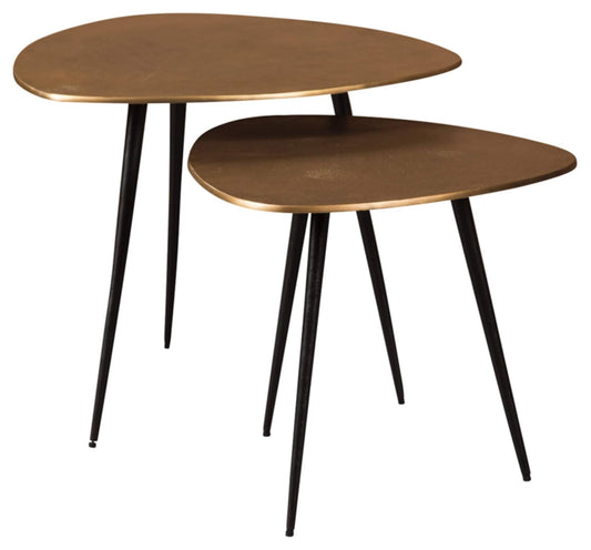 Signature Design by Ashley - Set de 2 Mesas de Acento Shemleigh - Color Dorado y Negro