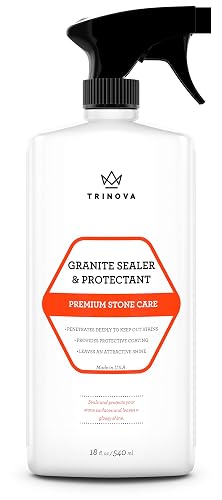 Granite Sealer & Protector - Best Stone Polish, Protectant & Care Product - Easy Maintenance for Clean Countertop Surface, Marble, Tile - No Streaks, Stains, Haze or Water Spots - 18 OZ - TriNova by T