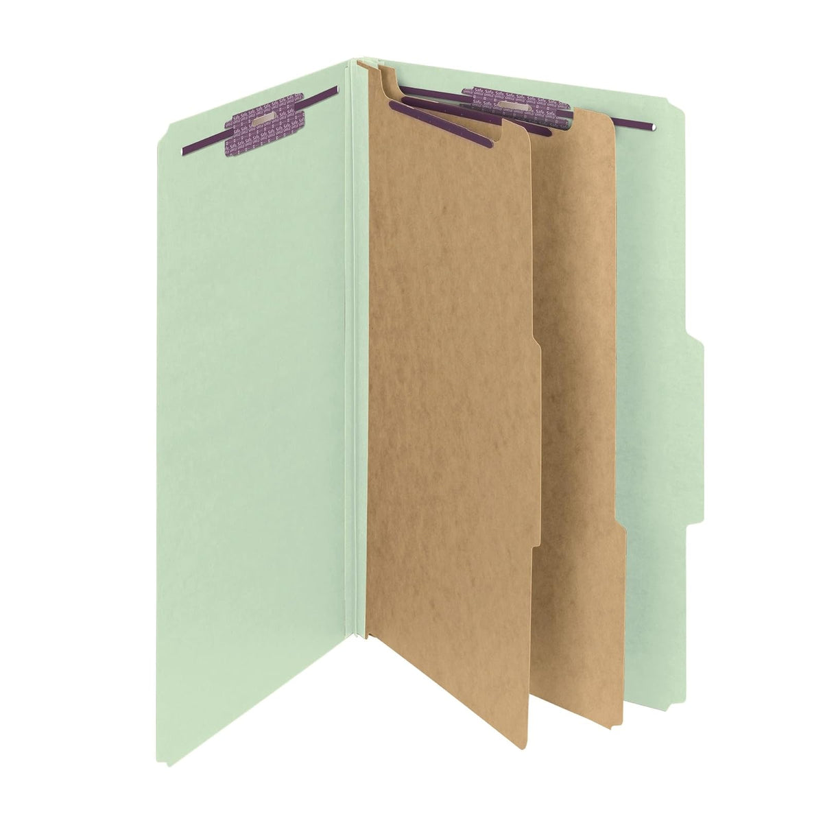 Smead Carpeta de archivos de clasificación de cartón con cierres SafeSHIELD, 2 divisores, expansión de 2 pulgadas, tamaño legal, gris/verde, 10 por caja (19076)