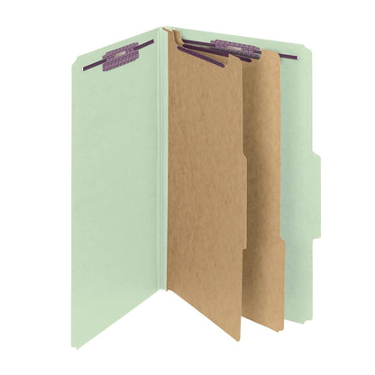 Smead Carpeta de archivos de clasificación de cartón con cierres SafeSHIELD, 2 divisores, expansión de 2 pulgadas, tamaño legal, gris/verde, 10 por caja (19076)