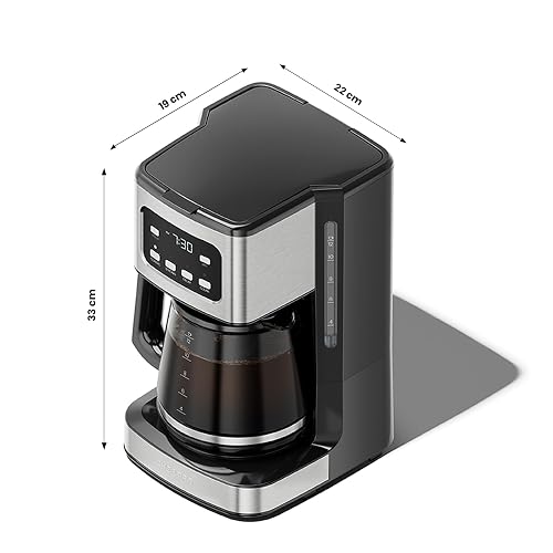 Chefman Cafetera programable de 12 tazas, cafetera eléctrica, apagado automático, pantalla digital con función de preparación automática, olla antigoteo, filtro reutilizable para molidos frescos