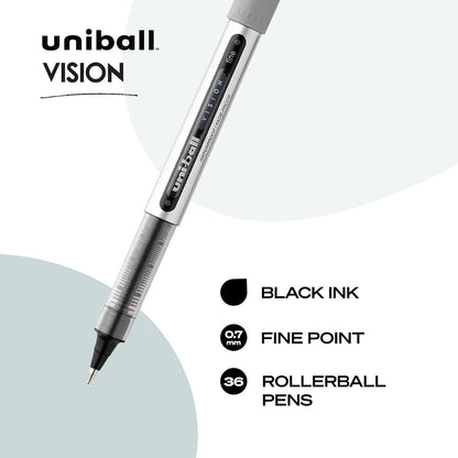 Uni-ball Air Bolígrafos de punta redonda, punta fina (0.7 mm), Fine Point, Negro, 36-Count