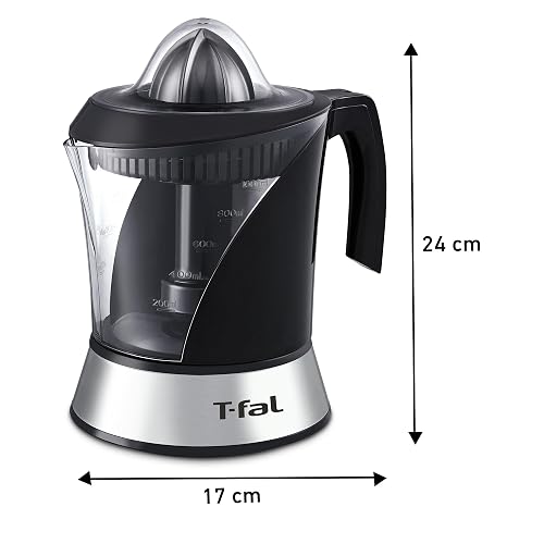 T-FAL Exprimidor de Jugo Power Press | 2 conos removibles y una jarra de 1L, 40 W de potencia, una gran opción para hacer jugos, Negro. ZP200855