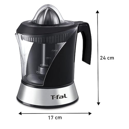 T-FAL Exprimidor de Jugo Power Press | 2 conos removibles y una jarra de 1L, 40 W de potencia, una gran opción para hacer jugos, Negro. ZP200855